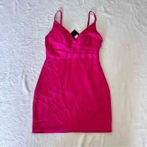 NWT Do+Be Small Hot Pink Slip Satin Sweetheart Dress Pleated Front Magenta Rose